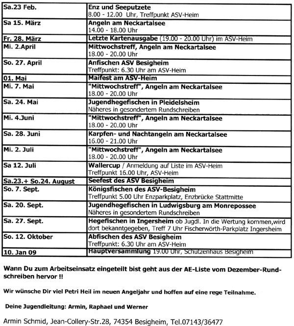 Jugend-Termine 2008